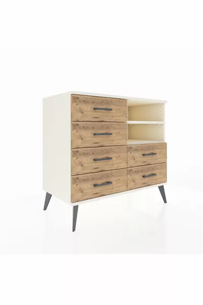 خزانة هايبرون برفين و6 أدراج، حجر القمر/صنوبر