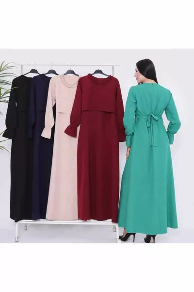 Изработена от MD 6 цвят dabil плат. Хиджаб Семпла вечерна рокля