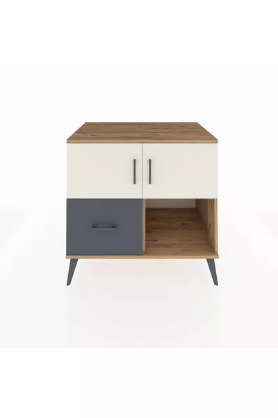 Kronos Şifonyer 2 Raflı Tek Çekmeceli 2 Kapaklı  Çam-Aytaşı/Antrasit