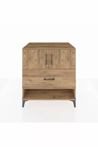 Commode Kronos 2 étagères, 1 tiroir, 2 portes, Pin-Pin