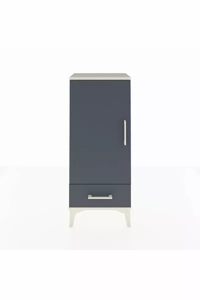 أرجيس كومودين بثلاثة رفوف، درج واحد وباب واحد، لون حجر القمر-أنثراسيت