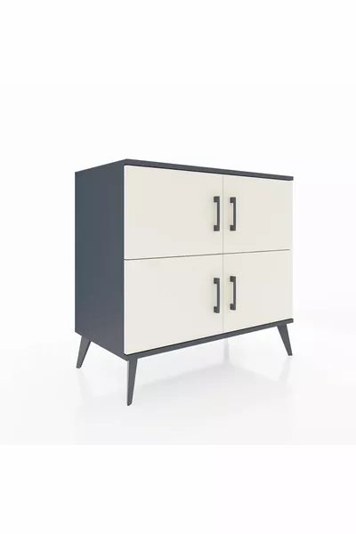 Comò Hyperion 2 Ripiani 4 Ante Antracite-Pietra di Luna