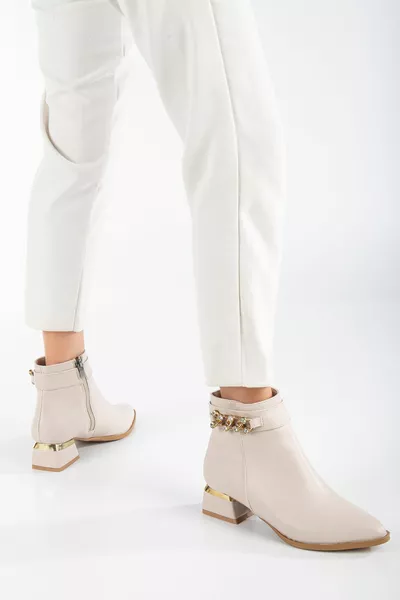 Beige Casual Dames Laarzen Steen Parelmoer Hakken