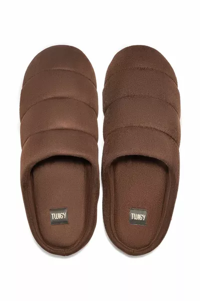 أدامو شباشب منزلية للرجال نعل صامت بني /