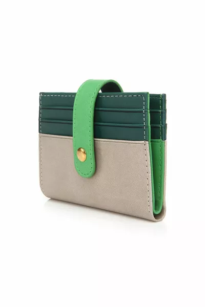 Женский кожаный бежевый держатель для карт с застежкой-кнопкой Jojo 