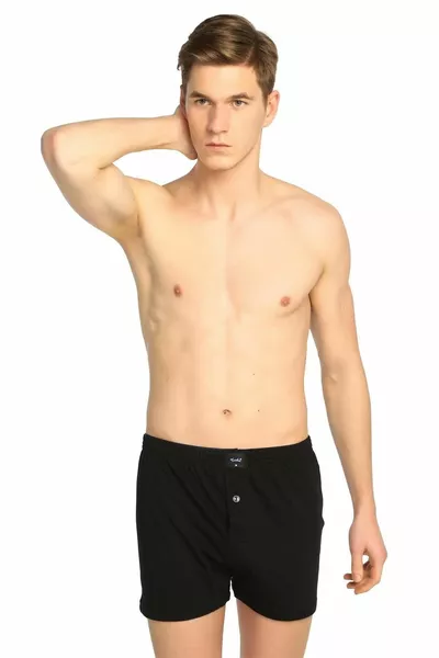 Мъжки черен боксер с пенирани копчета с 3 опаковки 