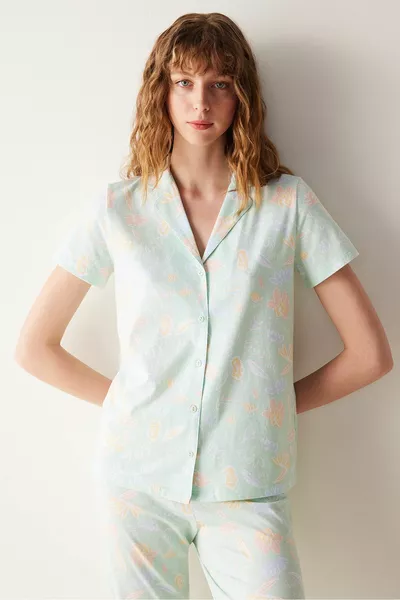 Base Emilia Mint Green Shirt Pants Pajama Set