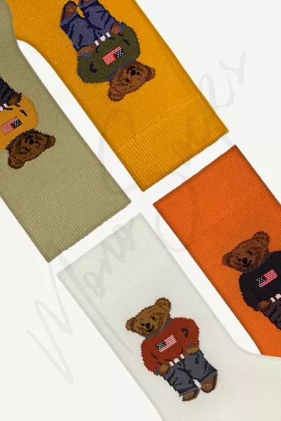 4 Pcs Teddy Bear Socks