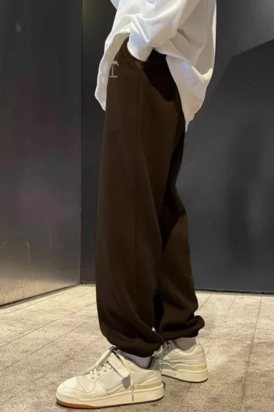 La Print Oversize Braune Jogginghose