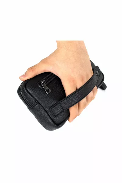 Мъжка черна луксозна чанта с колан за ръце и гривни