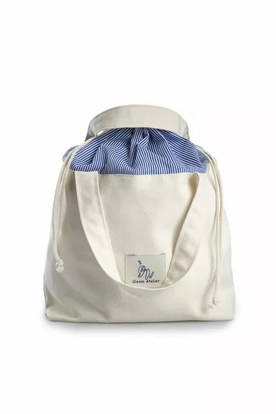 Sac cabas lavable surdimensionné rayé, bleu crème, * cm, anse longue qui peut être portée à l’épaule