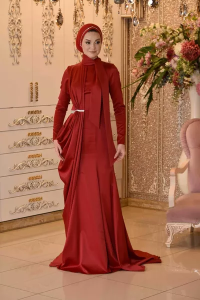 Afra Burgundy Evening Dress