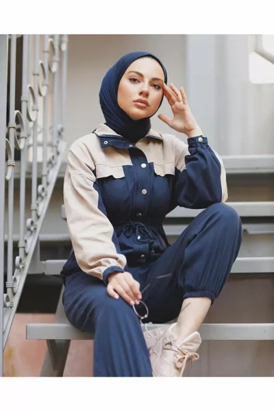 Scialle pettinato - blu navy