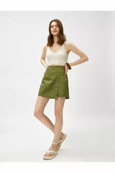 Mini Şort Etek Keten Karışımlı