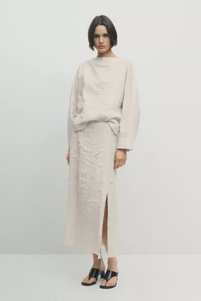 Юбка в деревенском стиле с бахромой по краю