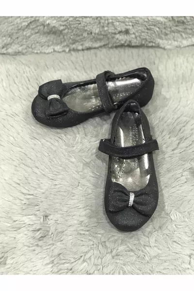 Черни външни лачени лачени ортопедични и неплъзгащи се подметки Детски балетки