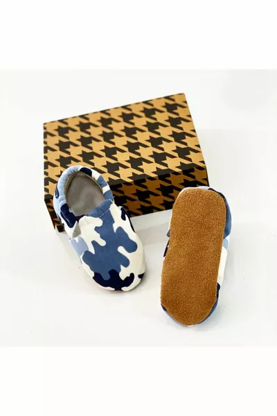 % Cotton Baby Booties % Calfskin Sole Baby Booties