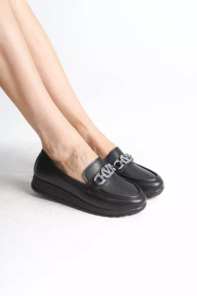 ANNA Ortopedico Comoda Fibbia Suola Classica Dettagliata Ballerine Scarpe Mamma ST Nero