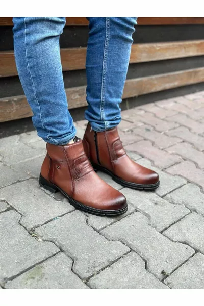 FLAT FUR INSIDE ZIPPERED ORTHOPEDIC NON-SLIP SOLE WATERPROOF AND COLD PROOF MEN'S CASUAL BOOTS