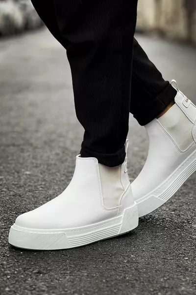 SUTULYA Bottes Chester Chelsea élastiquées sans lacets PEAU BLANCHE - CHE