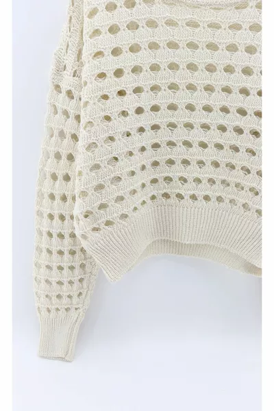 Pull en maille de saison ajouré à motifs ronds pour femme