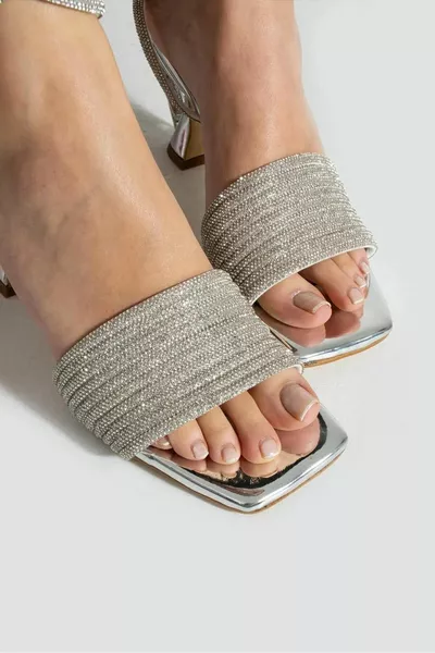 DISCO NUDE ENKEL TIE STONE 8CM HAKKEN DAMES SCHOENEN EN SANDALEN