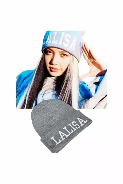 K-pop أسود وردي - ليزا - لاليزا رمادي قبعة صغيرة