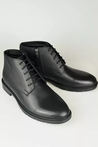 جلد طبيعي أسود للرجال سستة أحذية كلاسيكية عادية 