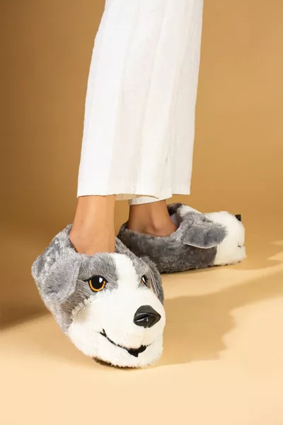 Унисекс бяло сиво сладко куче дизайн плюшена къща Pandufu