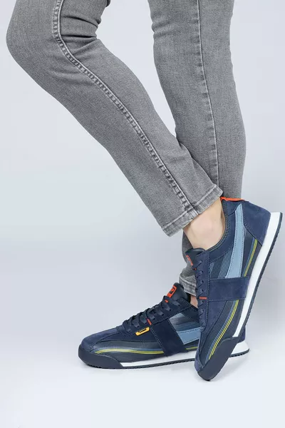  Navy Blue - Orange Men's Sneaker Casual Sneakers