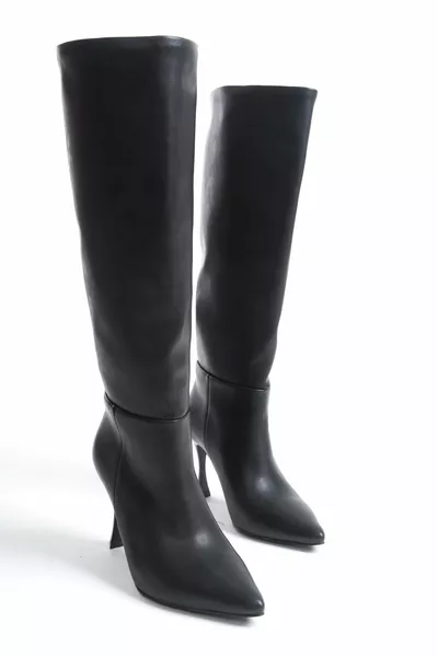 Black Skin Hoge Hakken Dames Laarzen