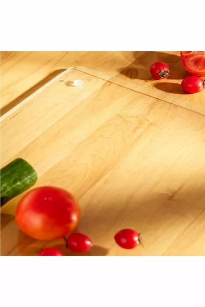 Şeffaf Temperli Cam Kesme Tahtası Cam Kesme Tablası Kırılmaya Dayanıklı Oval Kenarlı  X cm