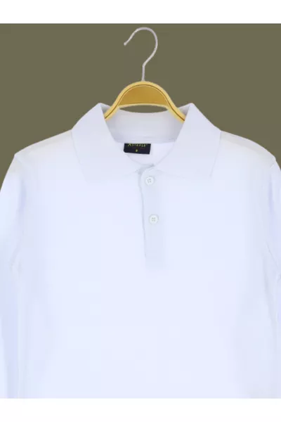 قميص رجالي من لاكوست للمدرسة، قطن موسمي، أبيض سادة، بياقة، بأكمام طويلة