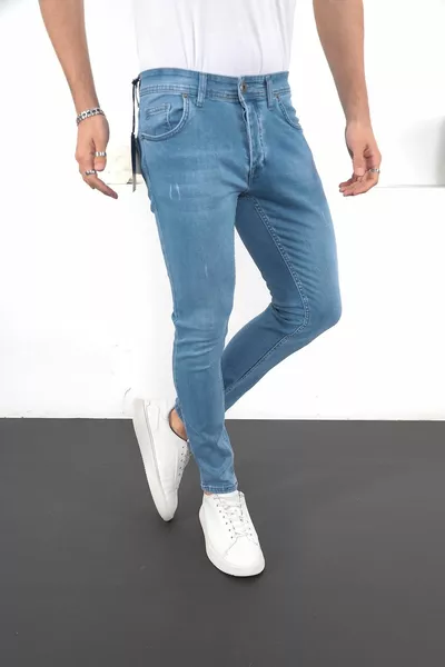 جينز ضيق للرجال من الدنيم مع ليكرا