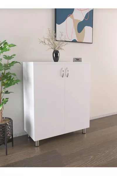 Multipurpose 2-Door 4-Shelf Shoe Cabinet for Kitchen, Entryway, Hall, and Bedroom