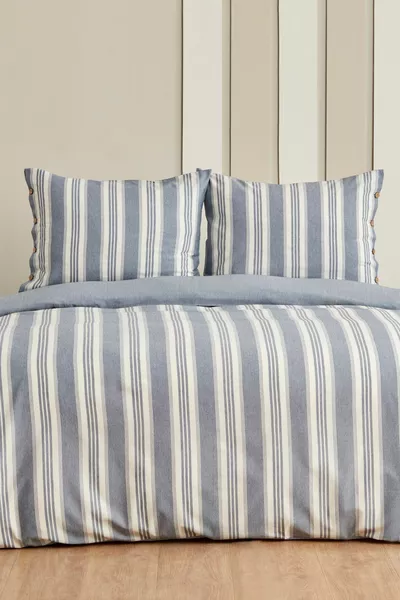 Rosery Tweepersoons Beddengoed Set Geverfd Met Koord Blauw