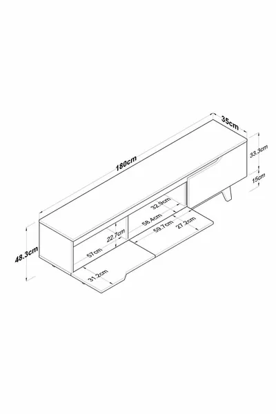 Rani TV Unit Modern Standing TV Table  Cm White - Basket Walnut