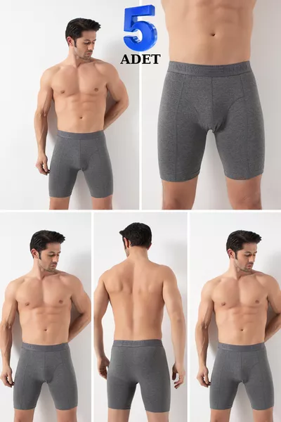 Men's Long-Legged Stretch Fabric 5-Pack Boxer Shorts