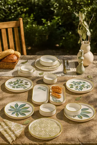  Parça 6 Kişilik Stackable Güz Bahar Kahvaltı Takımı - Lüx Kahvaltılık Sunum Seti Tabağı