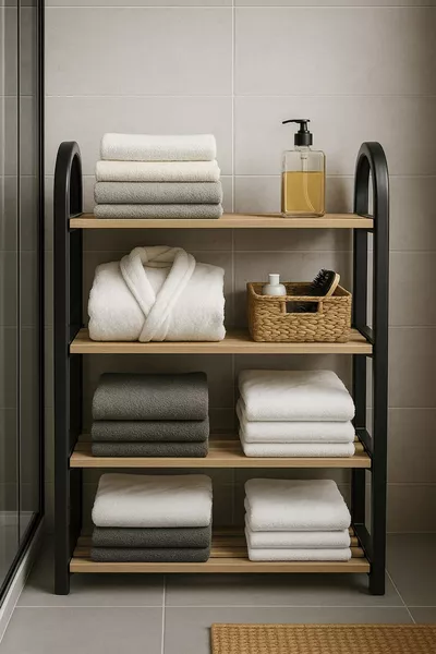 Flex Elite Multi-Purpose 4-Compartment Black Wooden Shelf – Shoe Rack, Bathroom and Kitchen Shelf, Organizer Shelf