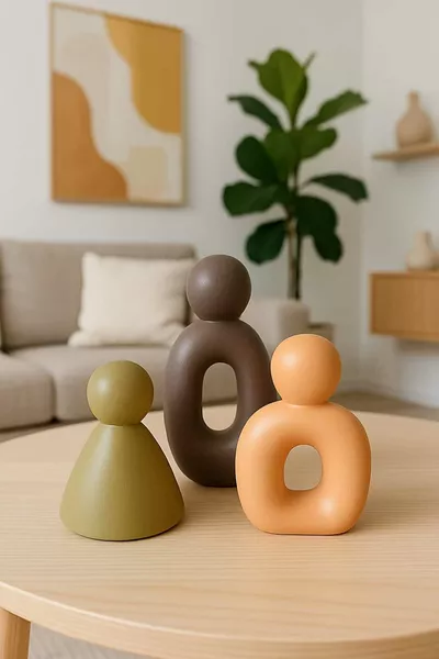 تمثال زخرفي ثلاثي لعائلة، ملون، تجريدي، حديث