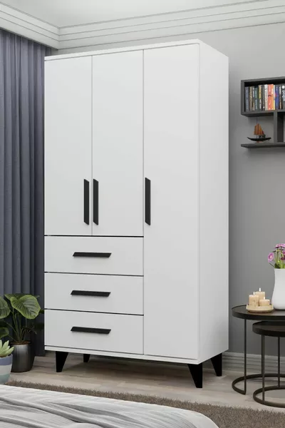 GM -A ECE 3 ANTE 3 CASSETTI ARMADIO CON GAMBE E MANIGLIE NERE