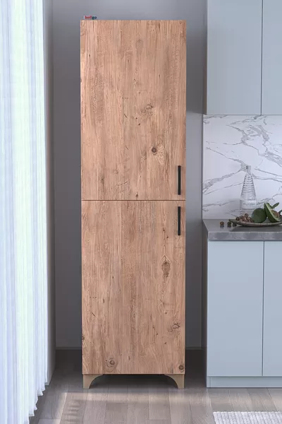 Многофункционален шкаф Туна, шкаф за провизии, шкаф за баня, килер, кухненски шкаф, бор