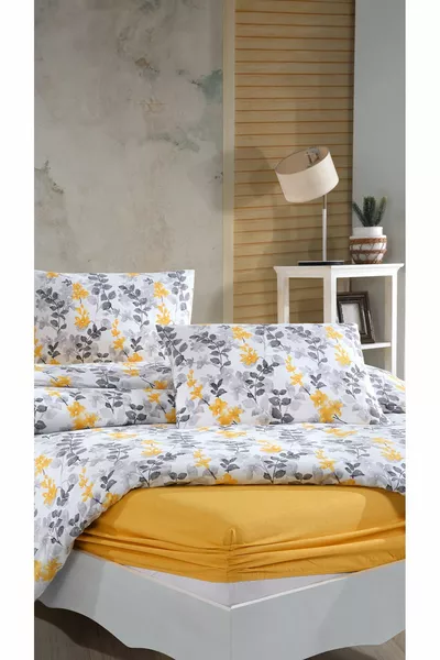 Bettwäsche-Set Ranfors Doppelbett 4-teilig Flores Gelb