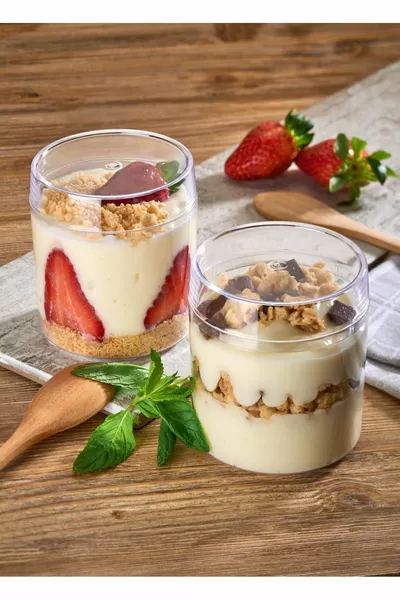 Креманка для десертов Magnolia Crystal с крышкой, одноразовая пластиковая миска из МИКИ, количество чашек + количество крышек.