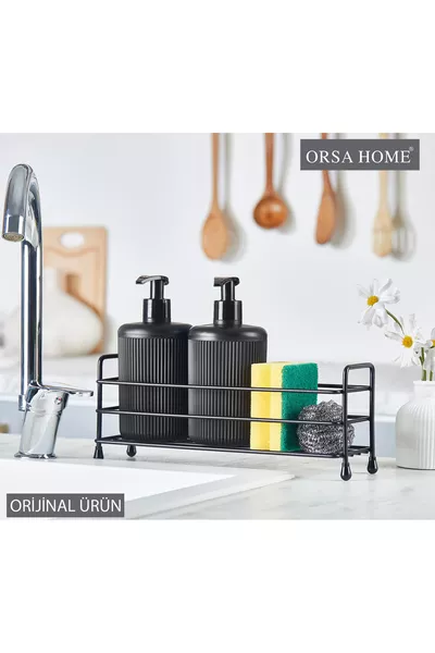 Aufsatz Bade- und Küchenorganizer, Seitlicher Waschbecken-Organizer Schwarz