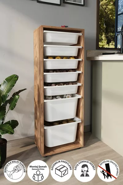 7-Basket Cabinet Multi-Purpose Cabinet Toy Cabinet Pera Pine