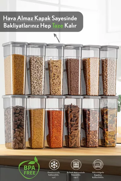 Комплект контейнери за съхранение на хранителни продукти с етикет - Контейнер за съхранение на бобови култури с плътно затварящ се капак - x мл