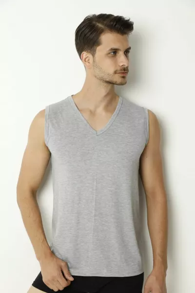 Canottiera da uomo Assaran senza maniche a scollatura a V % cotone % poliestere