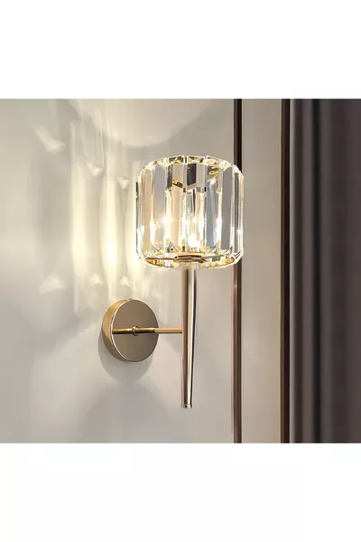 Moderne kristallen draadloze batterijwandlamp met aan/uit-knop goudgeel